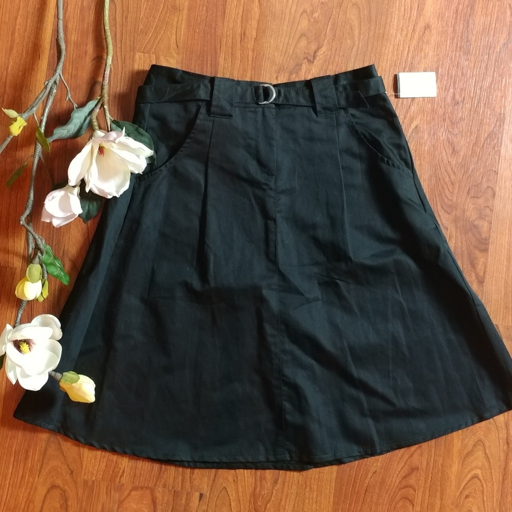 Benetton knee-length A-line cotton skirt 6 pockets